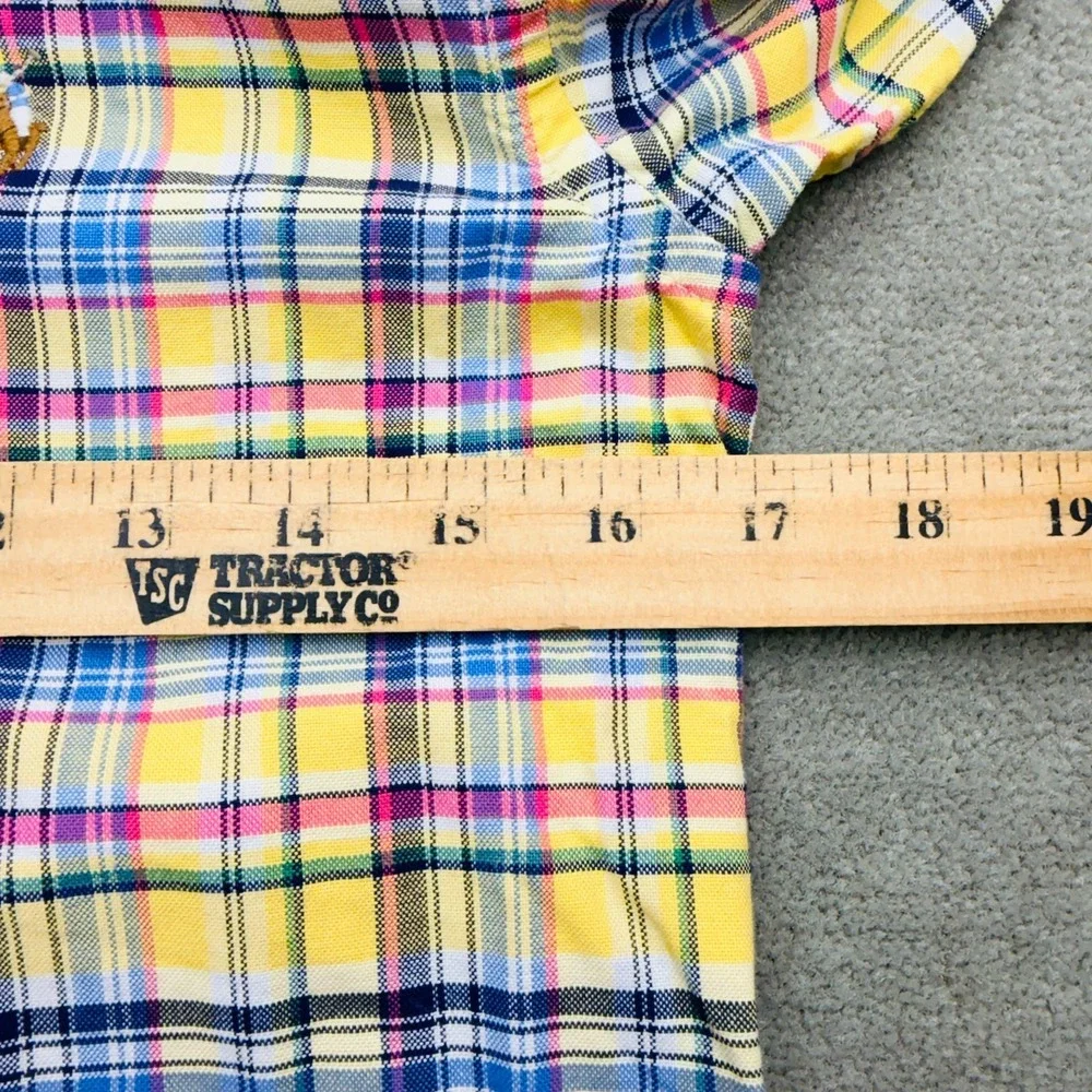 Ralph Lauren Boys Shirt Size 10 Yellow Multicolor Plaid Flesh Pony Long Sleeve